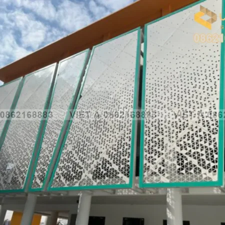 Cận cảnh chi tiết tấm nhôm facade dày 2mm ứng dụng cho mặt dựng hiện đại