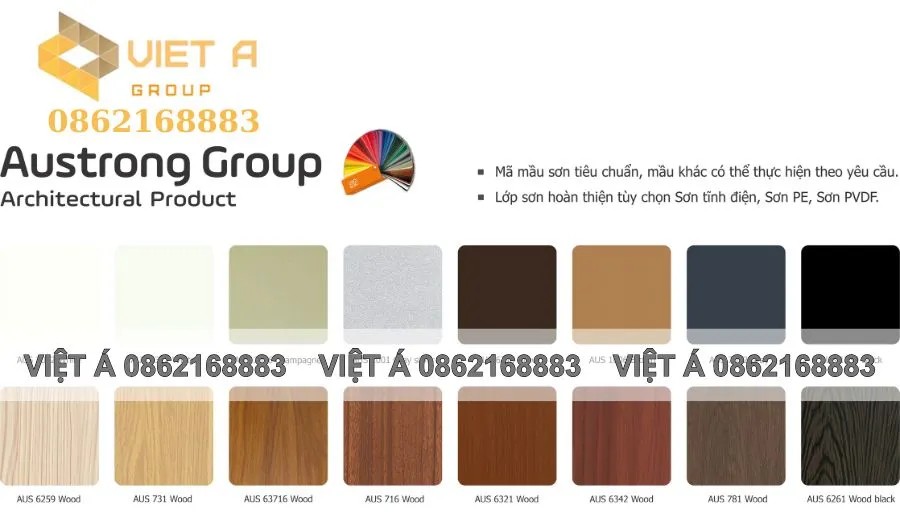 Trần nhôm sóng F45-Shaped 17 Mẫu màu sơn trần nhôm F45-Shaped của Việt Á Group