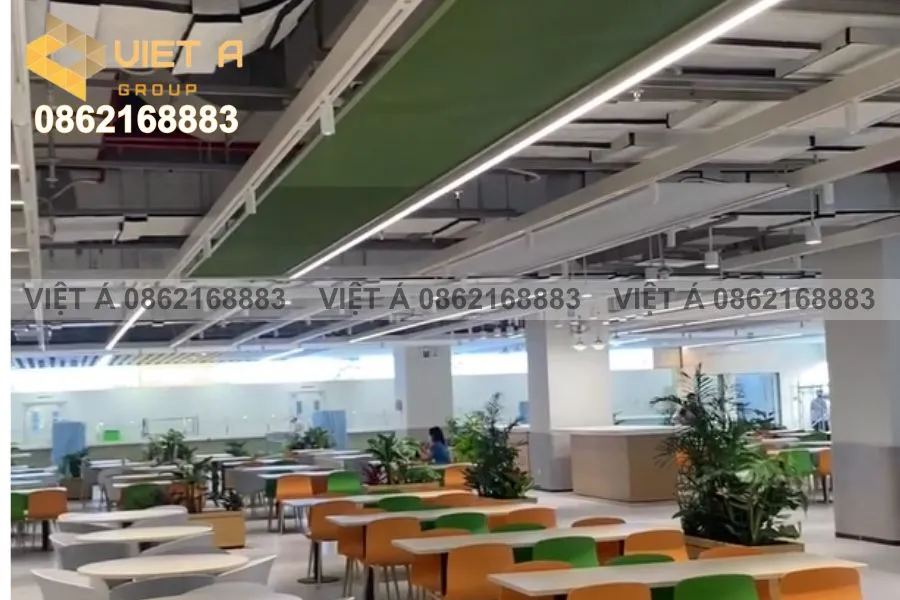 Thi Công Lam Nhôm Trang Trí Và Trần Nhôm Lưới Tại Nhà Ăn Goretek Bắc Ninh Giai Đoạn 2 24 Góc Cận Thi Công Nhôm Trang Trí Và Trần Nhôm Lưới Thực Tế