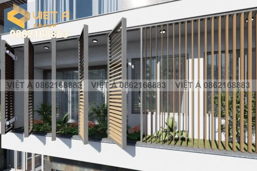 Công trình lam chắn nắng tại Hà Nội kết hợp kính mặt dựng