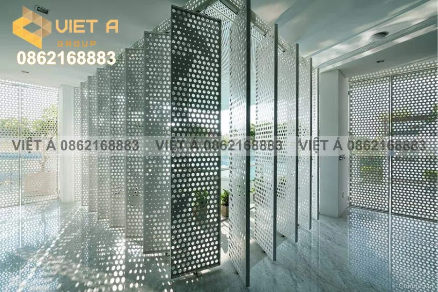 5 Ứng Dụng Thực Tế Của Tấm Kim Loại Nhôm Đục Lỗ CNC Hà Nội Trong Kiến Trúc 35 Hiệu ứng ánh sáng qua tấm nhôm đục lỗ CNC Hà Nội