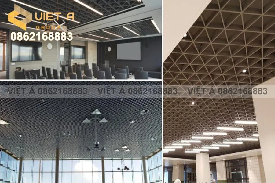 Thi Công Trần Nhôm Caro Tam Giác Tại Hà Nội – Uy Tín, Chất Lượng, Báo Giá Minh Bạch 23 Lắp đặt hệ trần nhôm Caro tam giác khung nổi chắc chắn