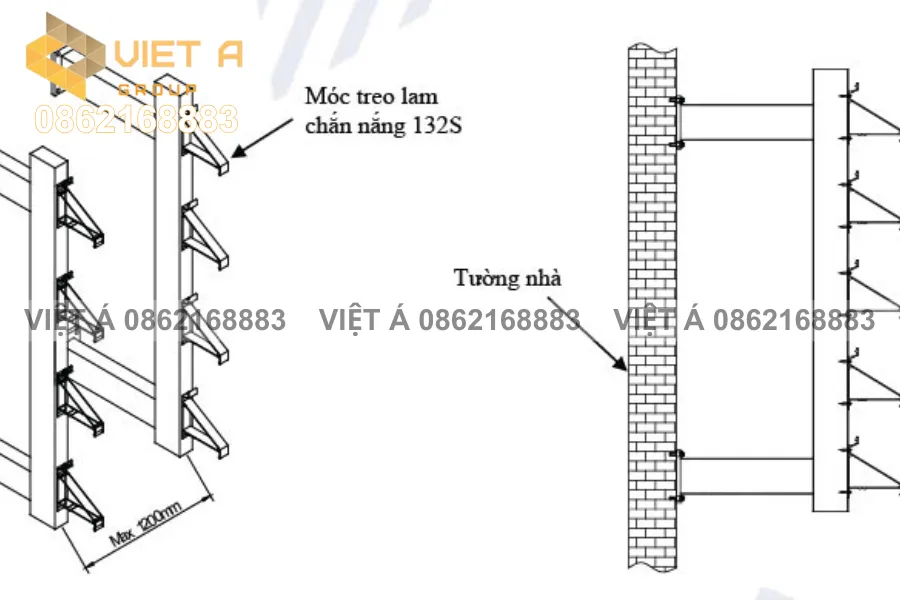 Hướng Dẫn Thi Công Lam Chắn Nắng 132S Tại Hà Nội 31 Lắp móc chắn nắng vào hệ kết cấu