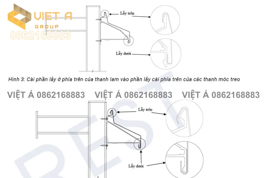 Hướng Dẫn Thi Công Lam Chắn Nắng 132S Tại Hà Nội 33 Cài đặt thanh lam chắn nắng 132S vào móc treo