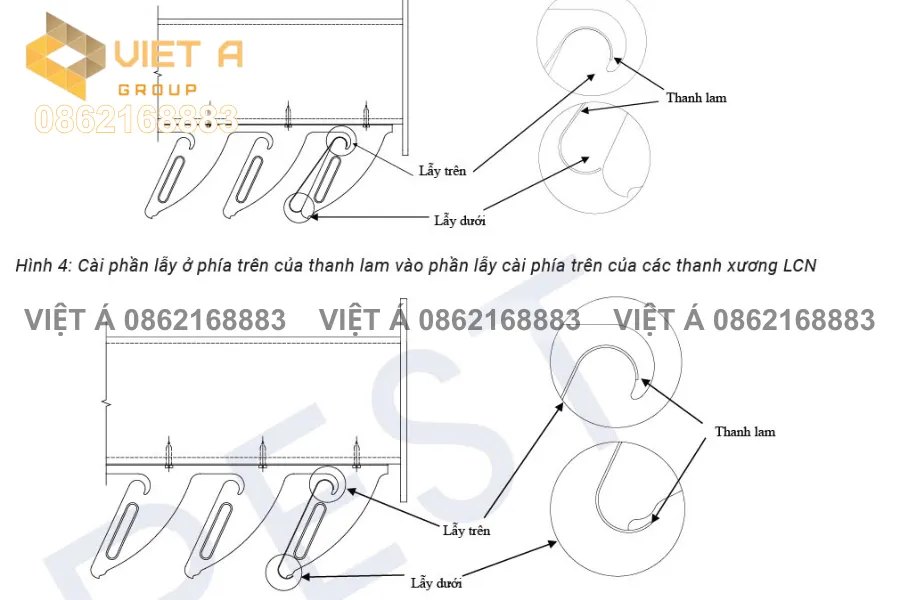 Hướng dẫn thi công Lam chắn nắng 85R Alcorest 37 Cài thanh lam chắn nắng 85R