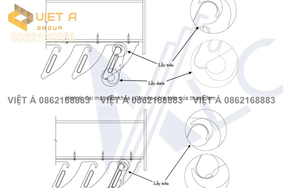 Hướng dẫn thi công Lam chắn nắng 85R Alcorest 38 Lắp khóa lam chống nắng vào 2 đầu mỗi thanh lam