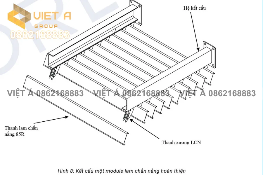 Hướng dẫn thi công Lam chắn nắng 85R Alcorest 39 Lắp các lam và khóa còn lại, kiểm tra và hiệu chỉnh