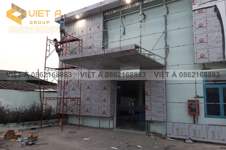 Công trình văn phòng sử dụng Tấm Ốp Alu Nhôm Nhựa Ngoài Trời