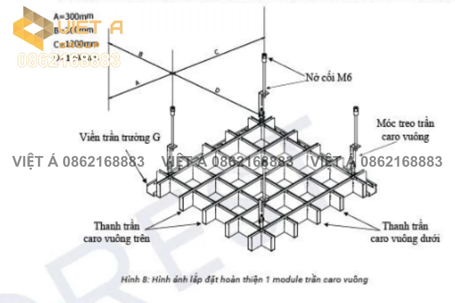 Lắp module trần Caro Vuông
