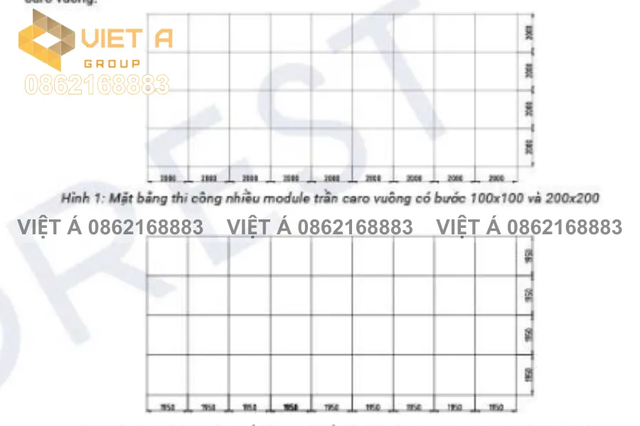 Xác định diện tích thi công hệ trần Caro Vuông