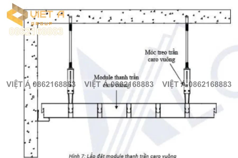 Lắp đặt moudule thanh trần caro vuông