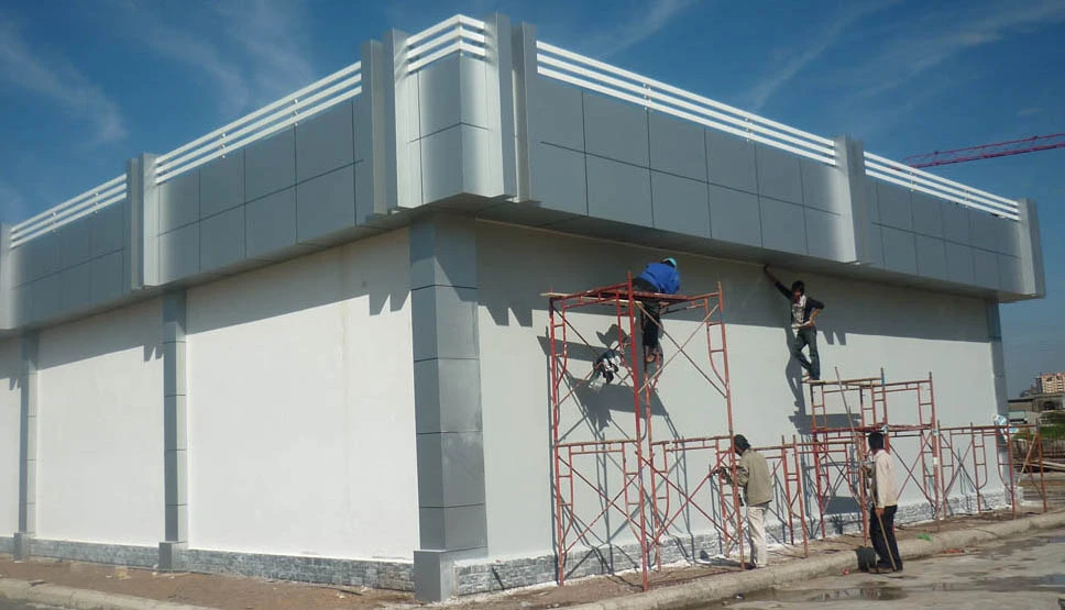 Thi công tấm ốp nhôm đặc