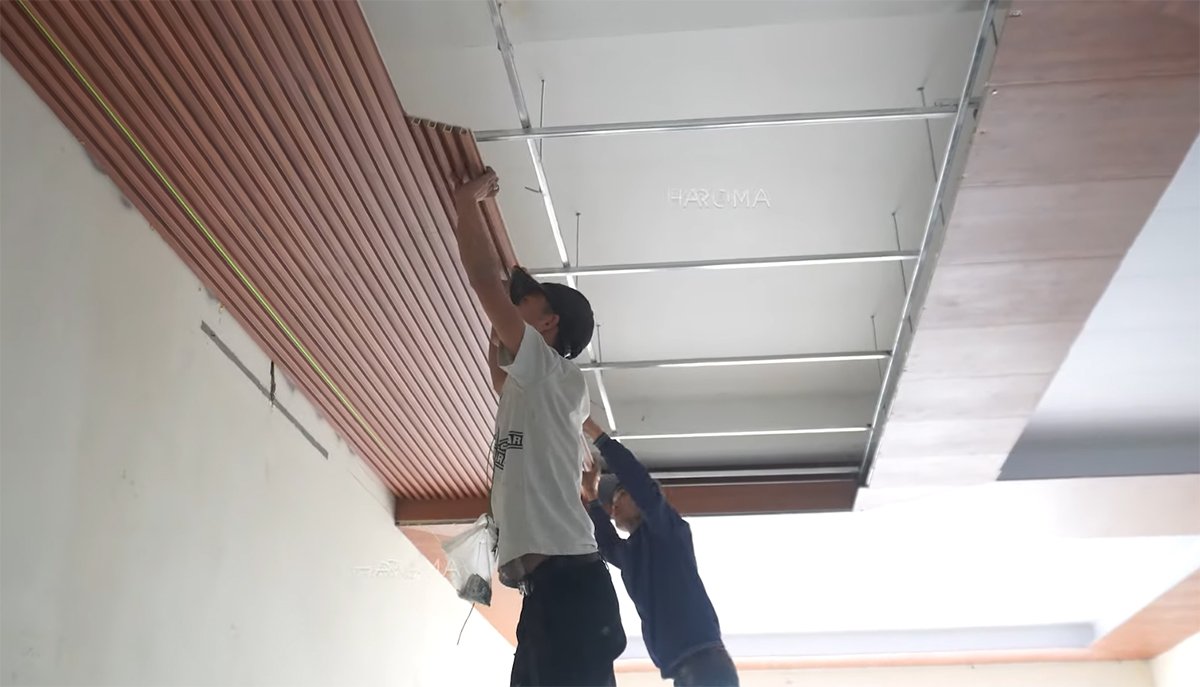 Thi công trần nhôm lam sóng